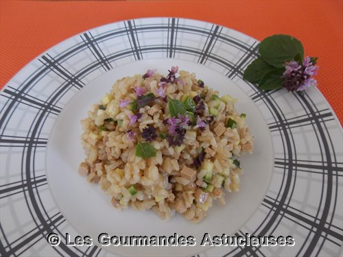 Salade de riz aux courgettes et au tofu mariné (Recette à la Une)